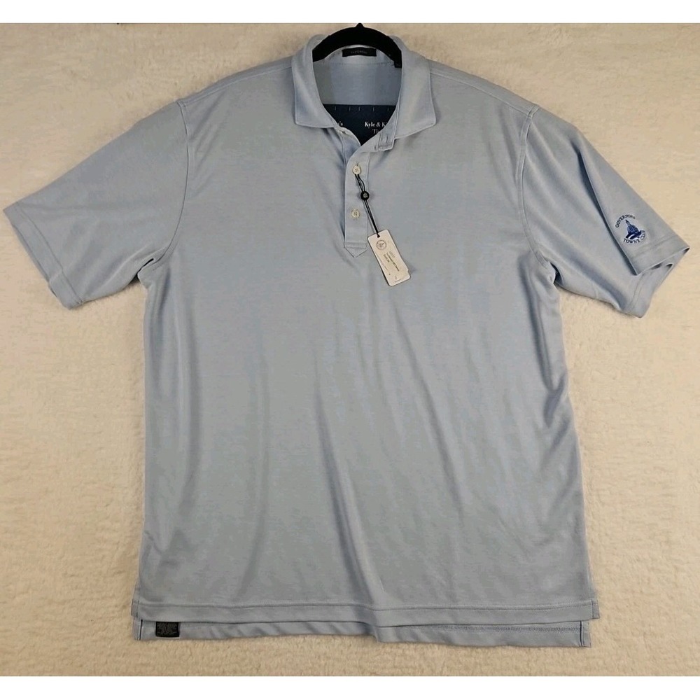 NWT Embroidered Turtleson Polo Shirt Mens XL Blue Performance Stretch Golf Shirt